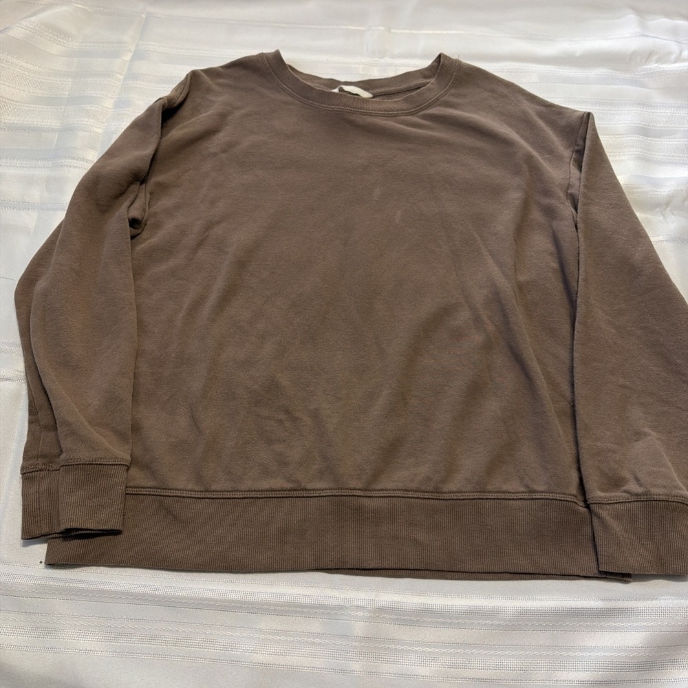 HM MAMA Maternity Sweatshirt Brown Crew Neck Pullover Size M Long Sleeve Fleece